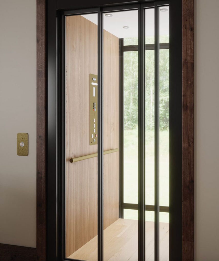 Savaria Eclipse Elevator Glass elegance package with framed glass slim doors, glass cab and upgraded fixtures